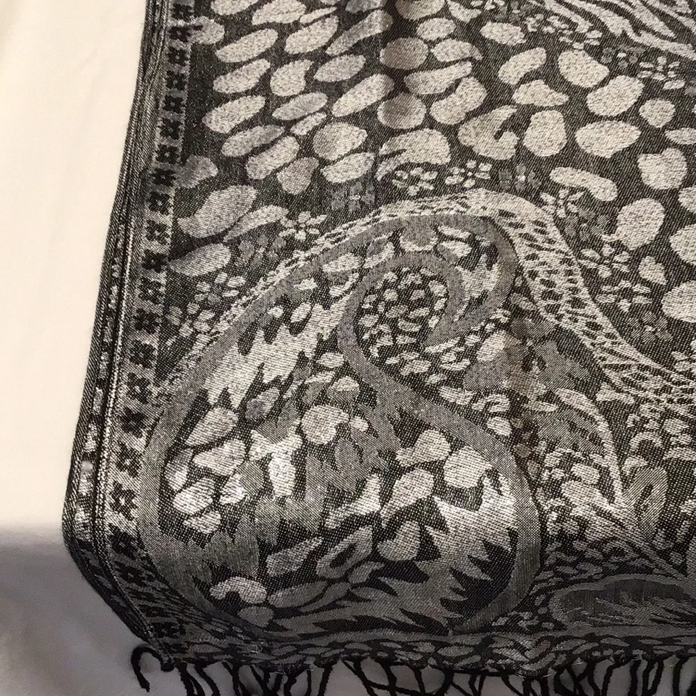 Silver metallic animal print evening wrap for